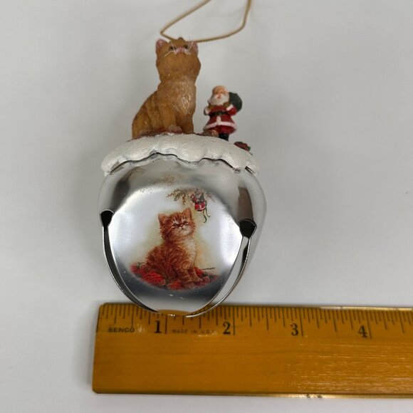 Tabby In Toyland Ornament By Ashton-Drake Galleries Sleigh Bells Cat & Santa - Picture 10 of 12